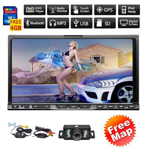 Double 2din 7&#034; touchscreen hd gps car dvd player bluetooth stereo radio mp3+cam
