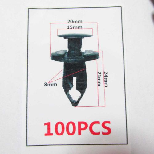 100pcs 8mm hole plastic rivets fastener push clips black for car auto fender new