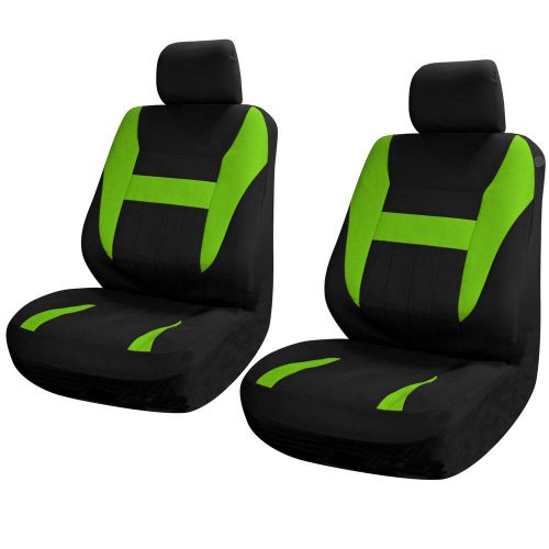 Suv van truck seat covers for front bucket seats black / green 6pc w/head rest