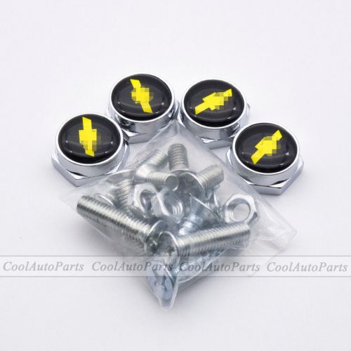 4x metal car license plate frame silver screws bolts caps covers for chevrolet