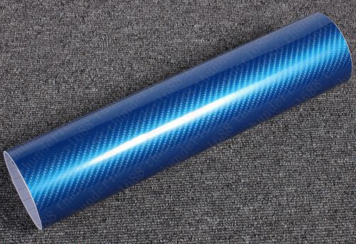 24&#034;x60&#034; 5d ultra shiny gloss glossy blue carbon fiber vinyl wrap sticker decal