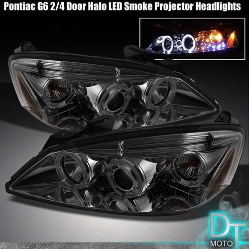 Smoked 05-09 pontiac g6 dual halo projector led headlights lamp light left+right