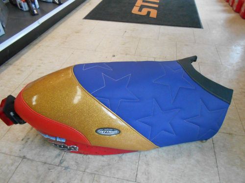 2005-2016 polaris iqr 600 race sled seat cover custom made by jetrim blue/gold