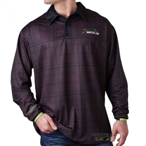 Arctic cat men&#039;s wildcat long sleeve polo - black atv tee - 5258-55_