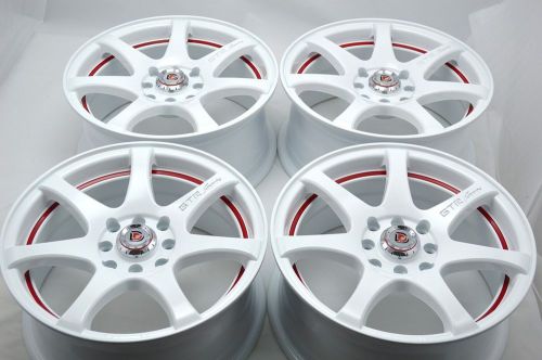 15 drift white wheels rims del sol integra accent yaris aveo civic 4x100 4x114.3