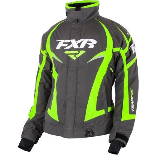 Fxr womens team charcoal/lime warm winter snowmobile jacket coat-12-14-16-18