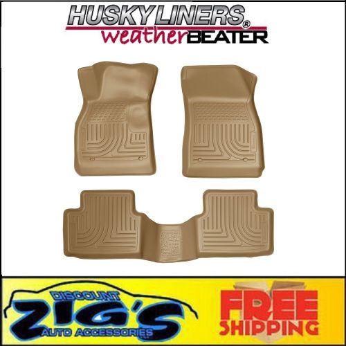 Husky liners weatherbeater tan front &amp; rear liners for chevy malibu 98193