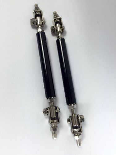 Black set 2pc front rear frame bumper lip rod splitter tie bar support 5.5&#034;-8&#034;