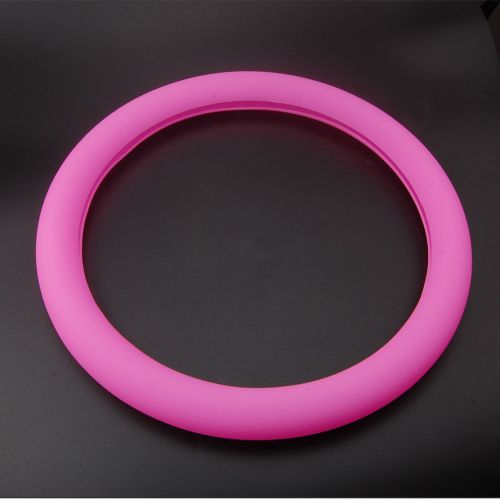 Pink night glow skipproof leather texture silicone steering wheel cover shell