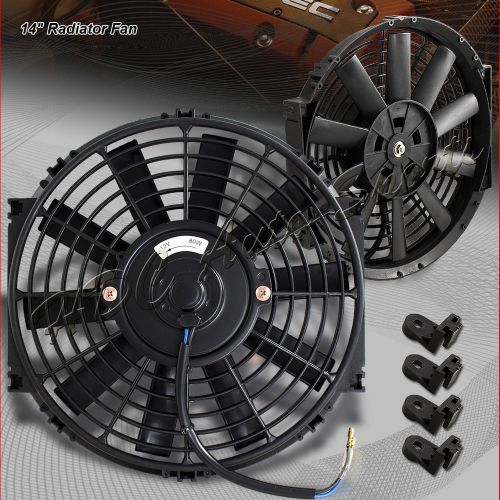 1 x 14&#034; black 12v electric push pull engine bay cooling radiator fan universal 4