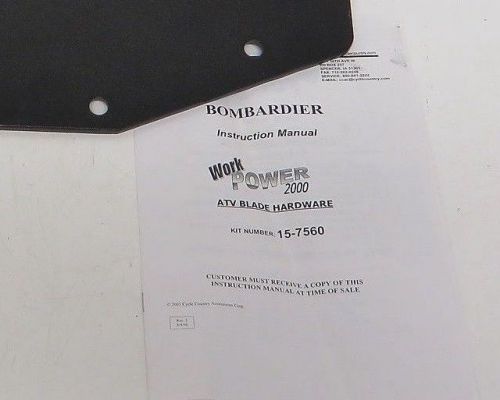 Bombardier snow plow mount cycle country cc15-7560 or 4501-0057 parts unlimited