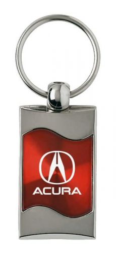 Premium chrome spun wave red acura a genuine logo key chain fob ring