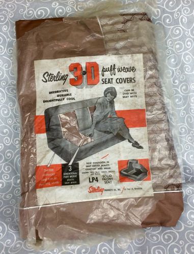 Vintage car seat cover sterling 3d puff weave lp4 solid front seat vinyl brown