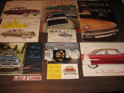 1950-1952 1955 1957 1958 1961-1963 1965 1966 1967 lincoln brochure/manual lot/28