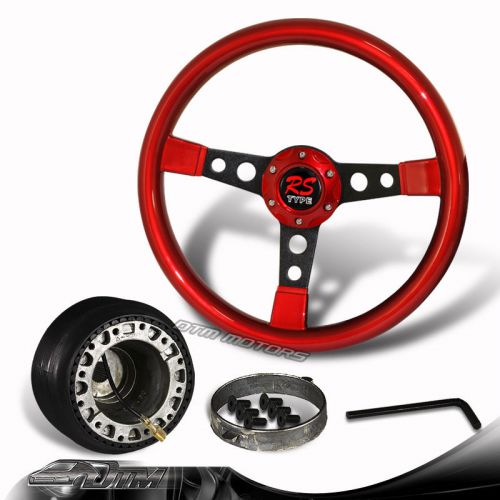 350mm jdm 6-holed red wood grain steering wheel black spokes+hub for mitsubishi