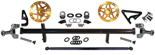 New sprint car full front axle kit,black,spindles,hubs,arms,tie rod,50&#034; x 2 1/2&#034;