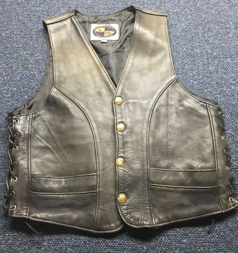 Men&#039;s black leather motorcycle clothing co. vest size 44 leather gear inc.