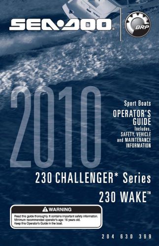 Sea-doo owners manual book 2010 230 challenger &amp; 230 wake