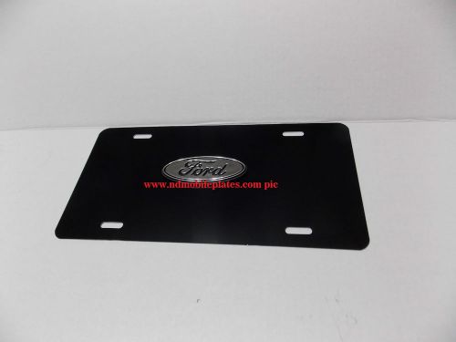 Ford chrome 3d emblem gloss black custom license plate
