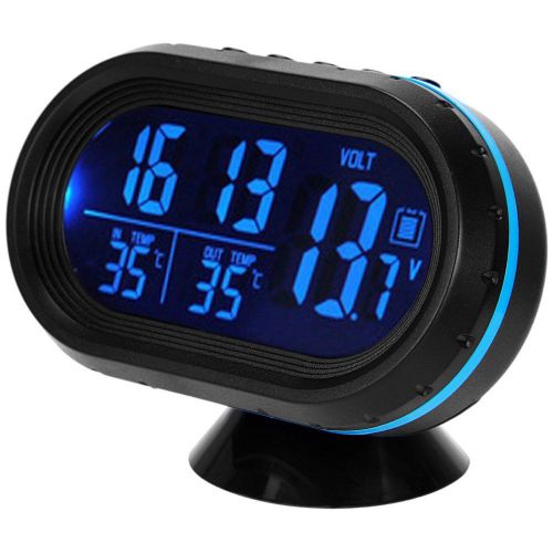 4 in 1 digital car thermometer + battery voltmeter voltage meter tester +e-clock