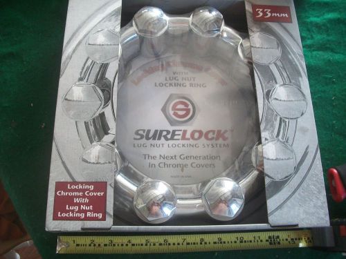 Surelock locking chrome 33mm / semi lug nut covers set of 2