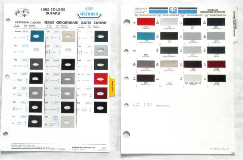1992 subaru dupont and ppg   color paint chip charts all models original