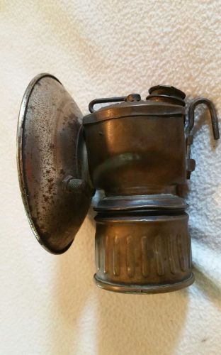 Antique mine head light lamp coal miner&#039;s brass metal  oil lamp vintage