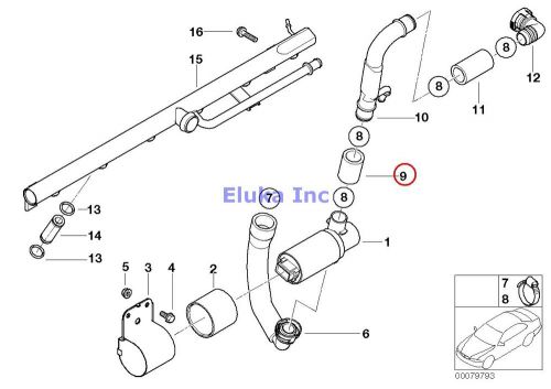 Bmw genuine idle regular valve/additional air line hose assembly e46 e85 e86 653