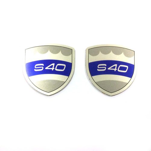 S40 volvo blue set 2 pieces aluminum car stickers size 1.57&#034;x1.57&#034; tkns 0.063&#034;