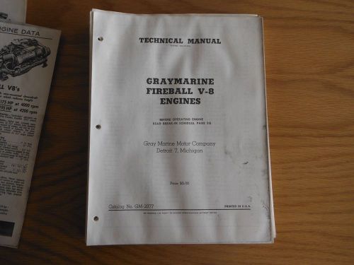 1963 1964 graymarine boat fireball v-8 engines technical manual and bulletins