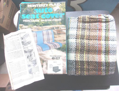 Monterey plaid seat cover nos 40-527 in original box with instructions  -  ms381