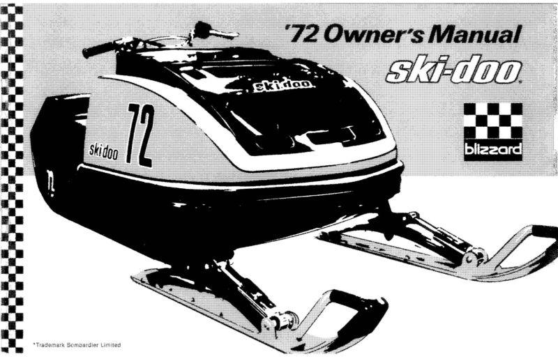 Ski-doo snowmobile owners manual 1972 blizzard 