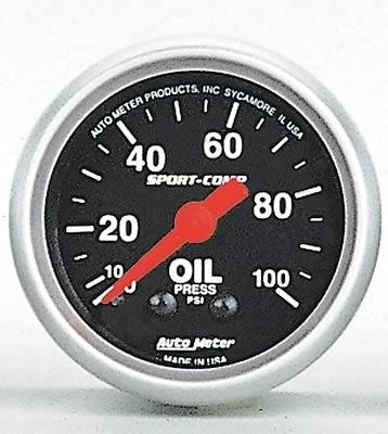 Auto mauto meter 3321 mechanical 0-100 psi sport-comp silver analog gauges -