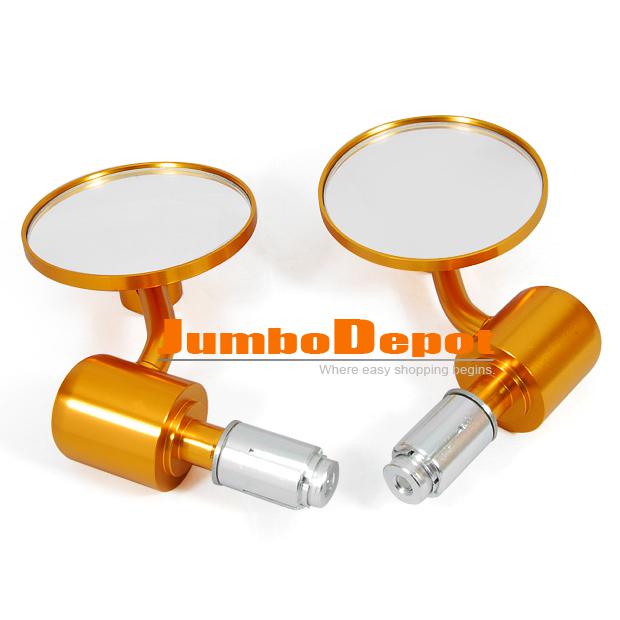 Motorcycle cnc aluminum 2 brand new rearview bar end 7/8" side mirror round gold