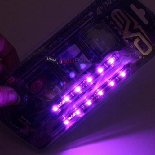 2x 4" 10cm purple bright led flexible 12v car headlight waterproof light strips