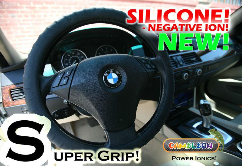 Black car steering wheel cover-silicone ionized with negative ion by cameleon!