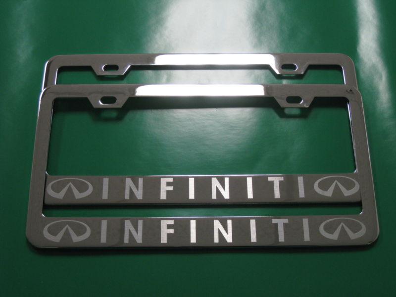(2) brand new " infiniti " chrome metal license plate frame