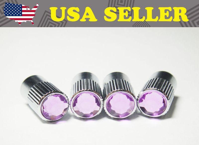 High-quality purple crystal chrome tire air valve cap-b