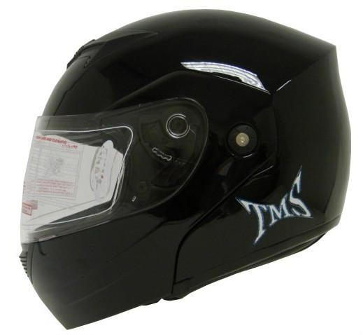 Gloss black flip up modular full face motorcycle helmet street dot  ~ l/large