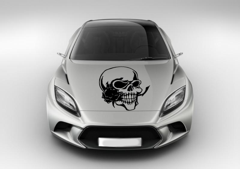 Skull evil rose big hood auto vinyl decal art sticker graphics fit any car ar513