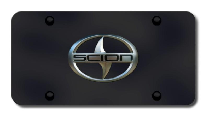 Toyota scion oem logo chrome on black license plate made in usa genuine