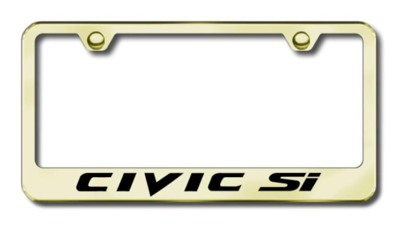 Honda civic si laser etched gold license plate frame -metal made in usa genuine