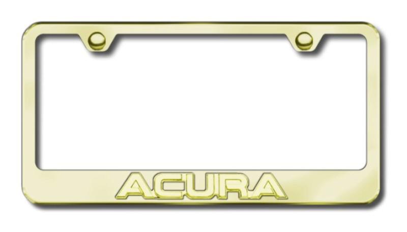 Acura 3d gold on gold license plate frame -metal made in usa genuine