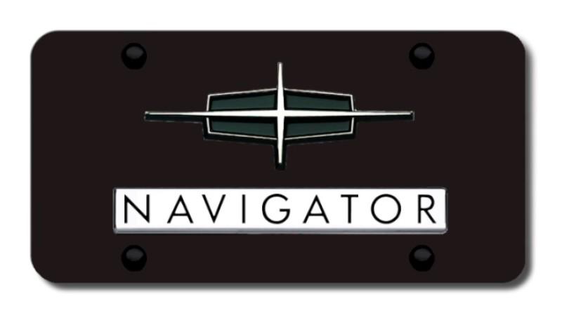 Ford dual navigator chrome on black license plate made in usa genuine