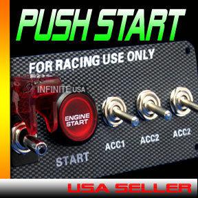 Push start car boat led 12 volt red led toggle 4 switch panel