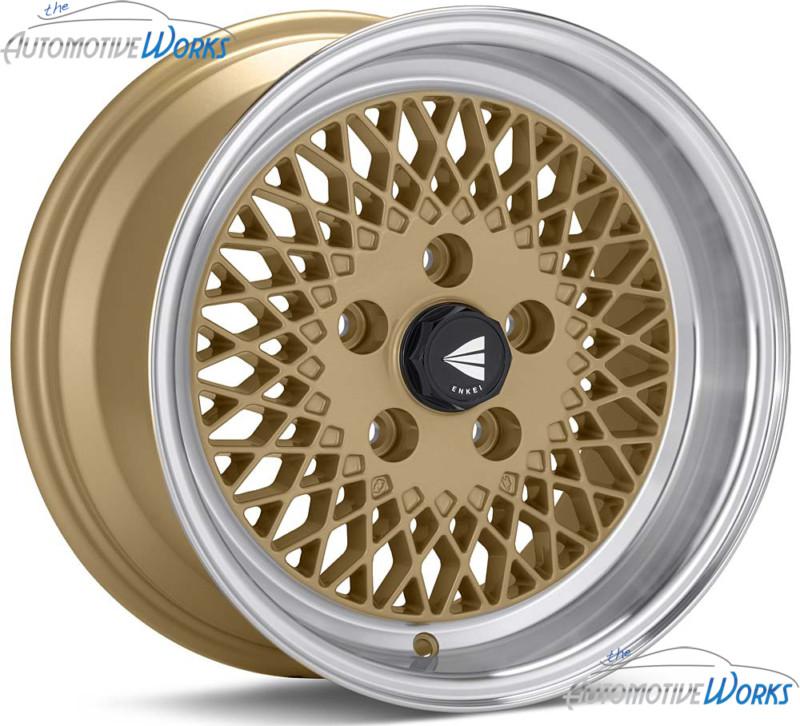 15x8 enkei enkei 92 4x114.3 4x4.5 +25mm gold rims wheels inch 15"