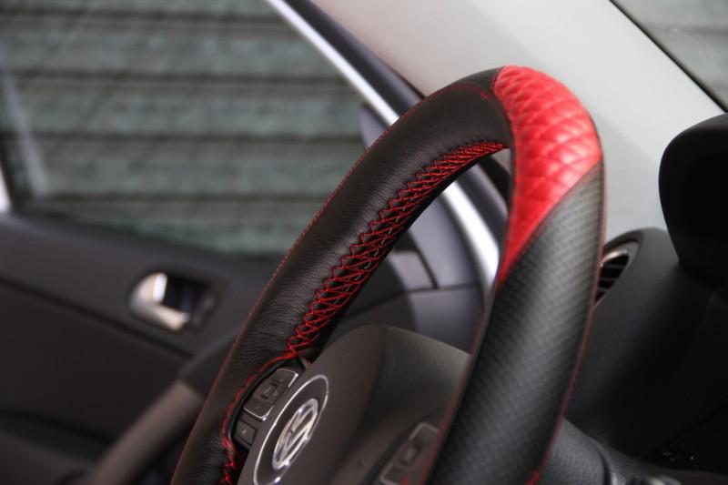 Black+red leather steering wheel cover 47010i for subaru volkswagen gti impreza 