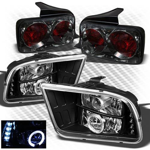 05-09 mustang black halo projector headlights + smoked altezza style tail lights