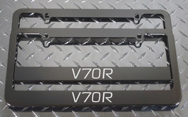 2 brand new volvo v70r gunmetal license plate frame + screw caps