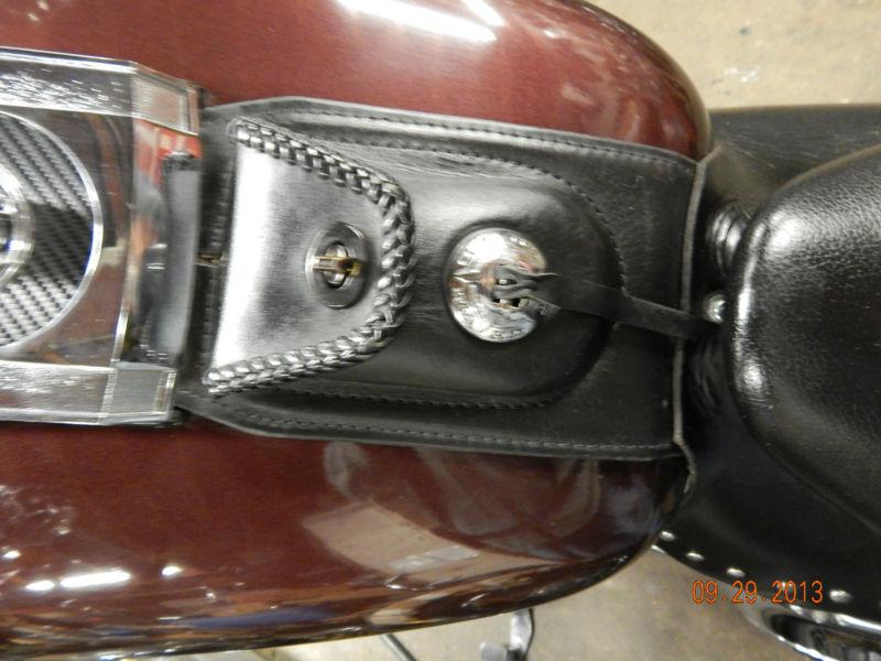 Gas tank pouch dash panel w studs harley softail heritage fatboy custom leather